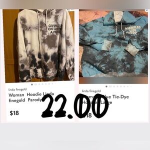 Linda Finegold Tie-Dye Hoodie /Large (white&blue bundle)
